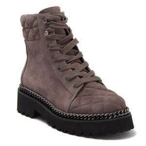 Vince Camuto Merindil Taupe Quilted Suede Combat Boot 6 NEW
